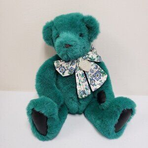 Gund Victorias Secret Teddy Bear Teal Green Floral Bow Vintage 1992 Animal Plush